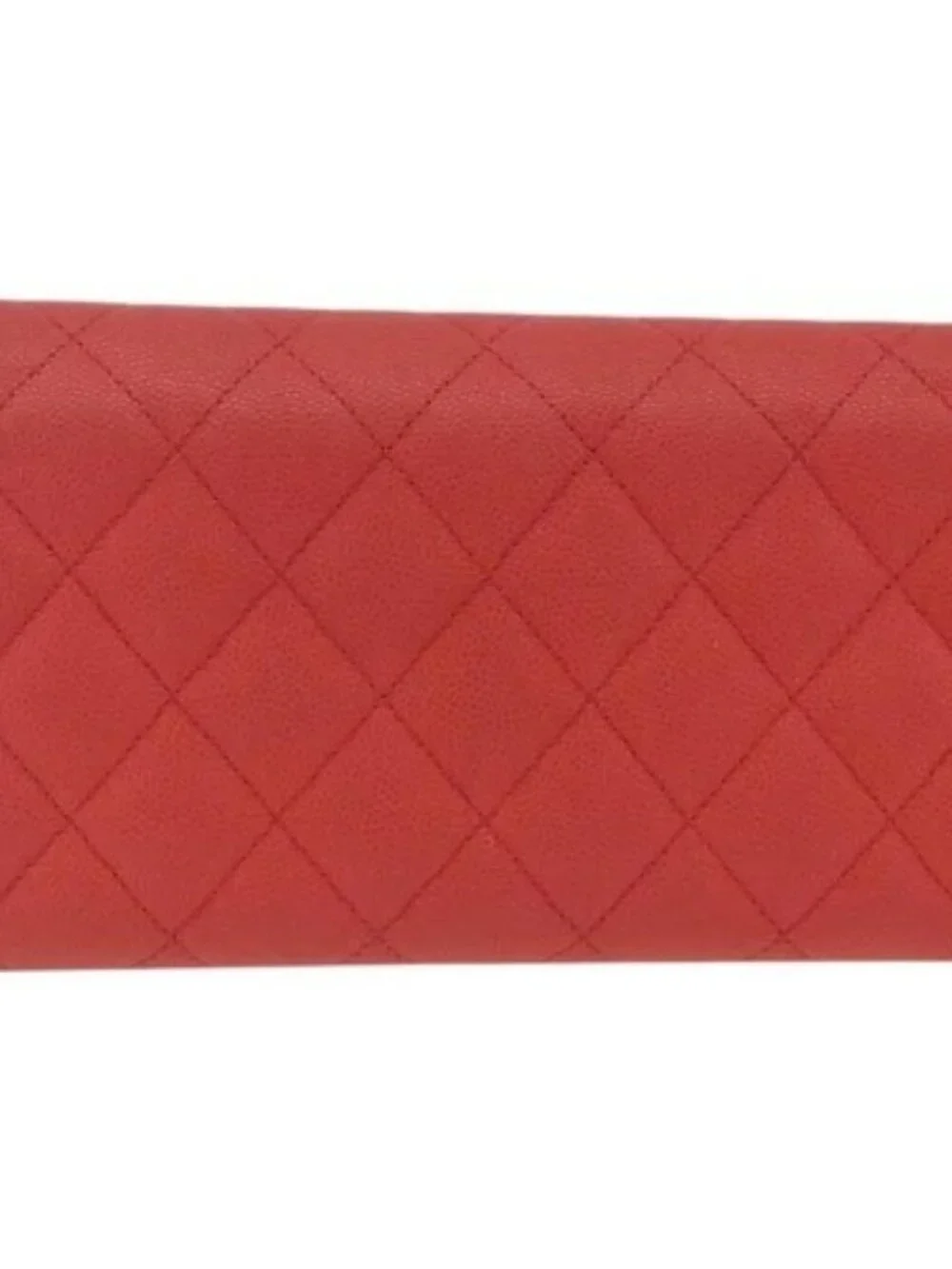 CHANEL Matelasse Long Wallet Grained Calf Skin Pink Gold CC Auth BSZ676A